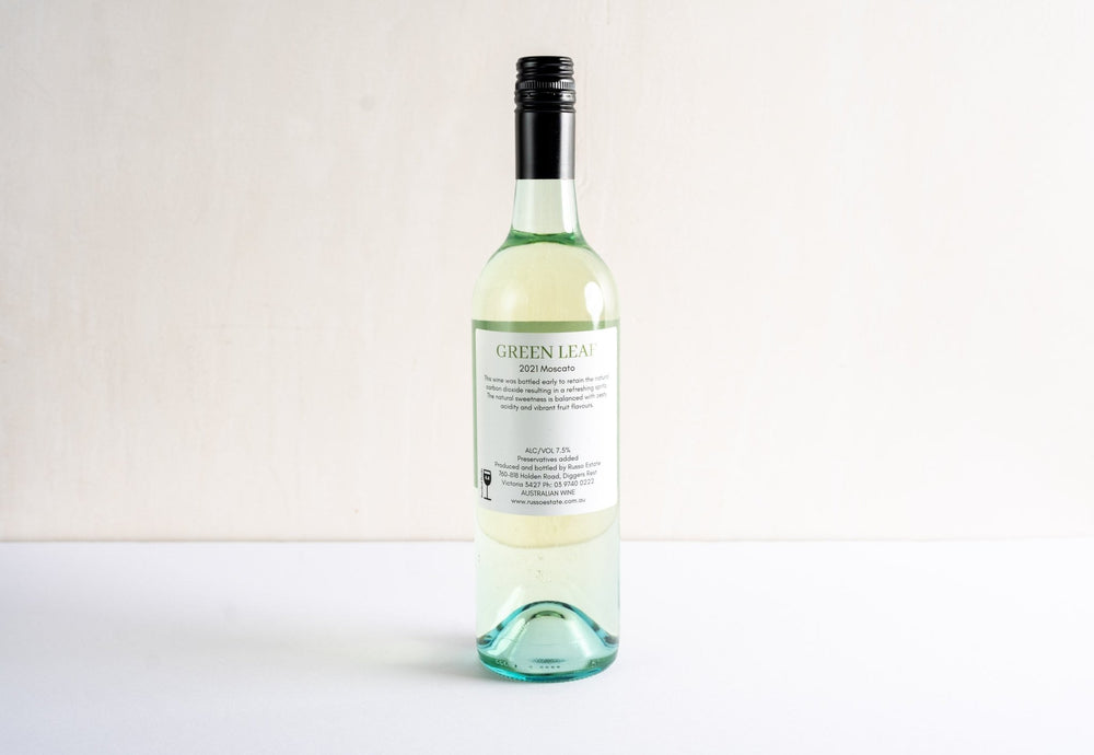 Greenleaf White Wine moscato, back facing