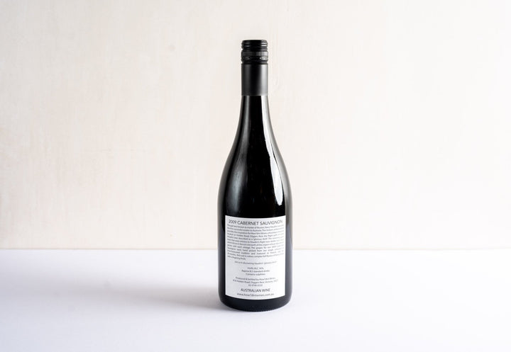 wineries cabernet sauvignon 2009 red wine bottle, back facing