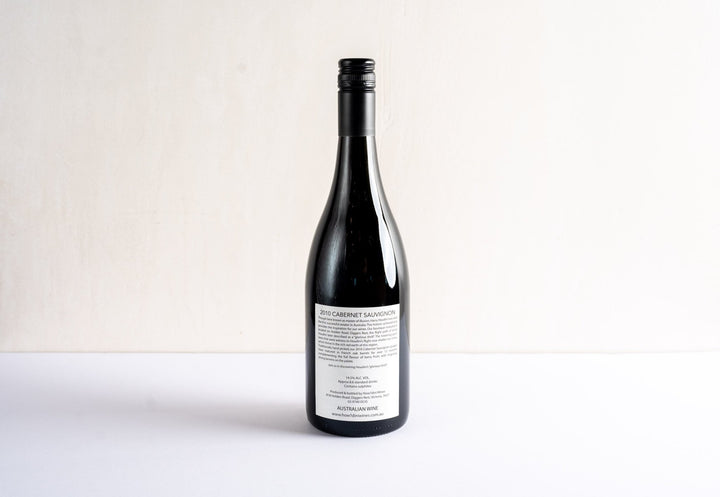 wineries cabernet sauvignon 2010 red wine bottle, back facing