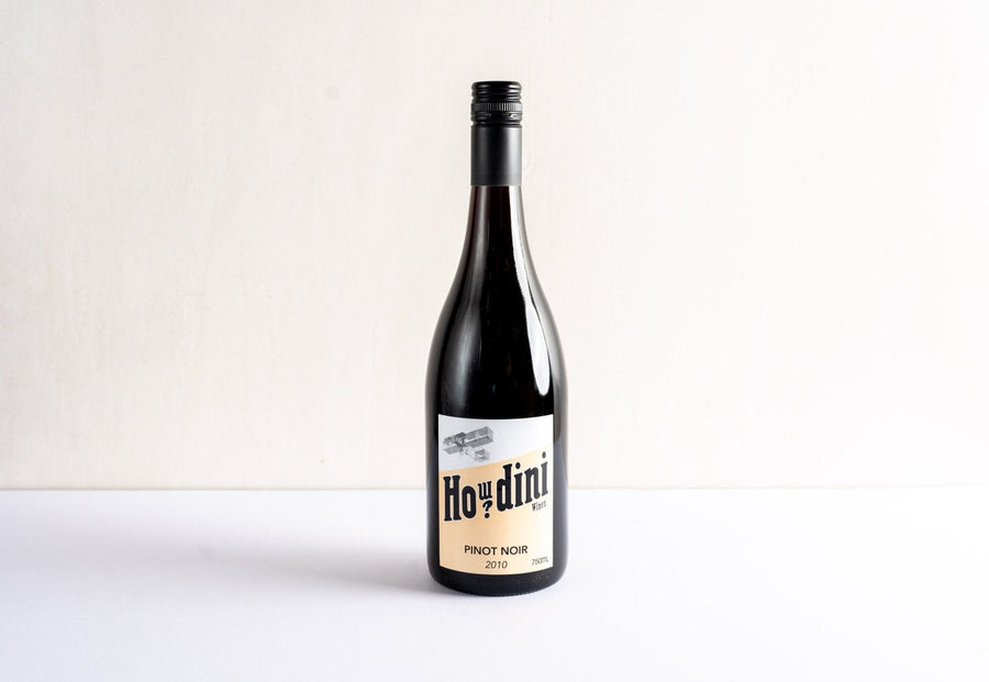 wineries pinot noir 2010 red wine bottle, front facing