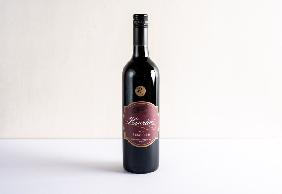 wineries pinot noir 2013 red wine bottle, front facing