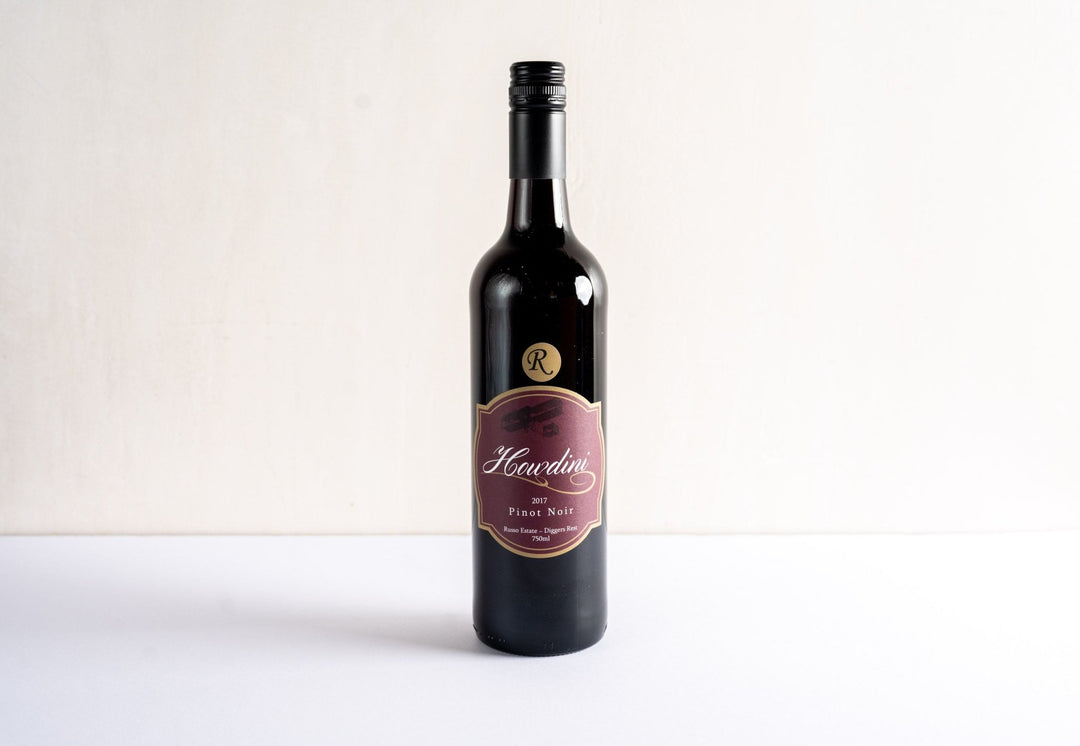 wineries pinot noir 2017 red wine bottle, front facing