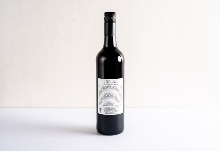 wineries pinot noir 2017 red wine bottle, back facing