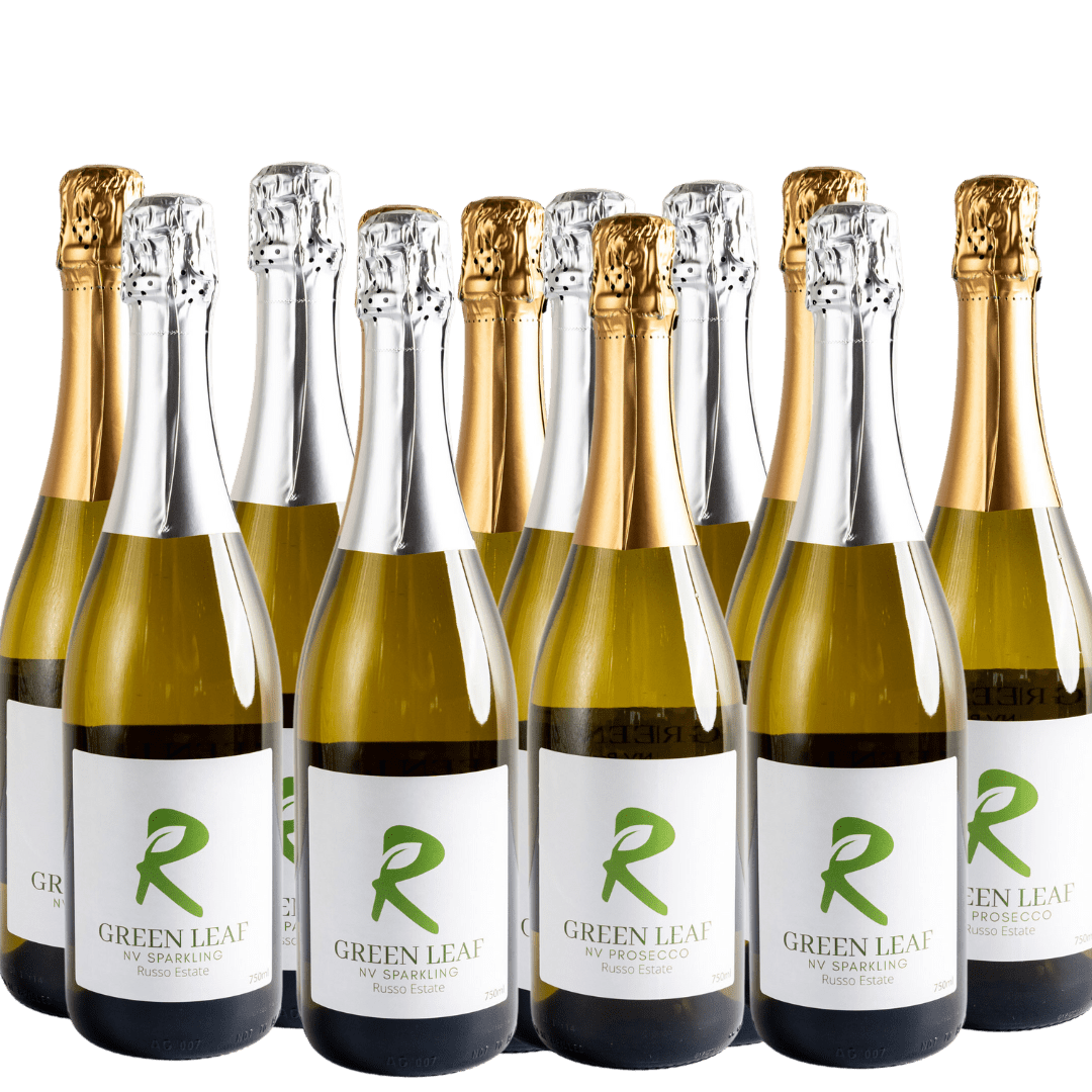 Greenleaf White Wine 12 bottles of sparkling white wine, NV prosecco, Sparkling NV Brut, front facing