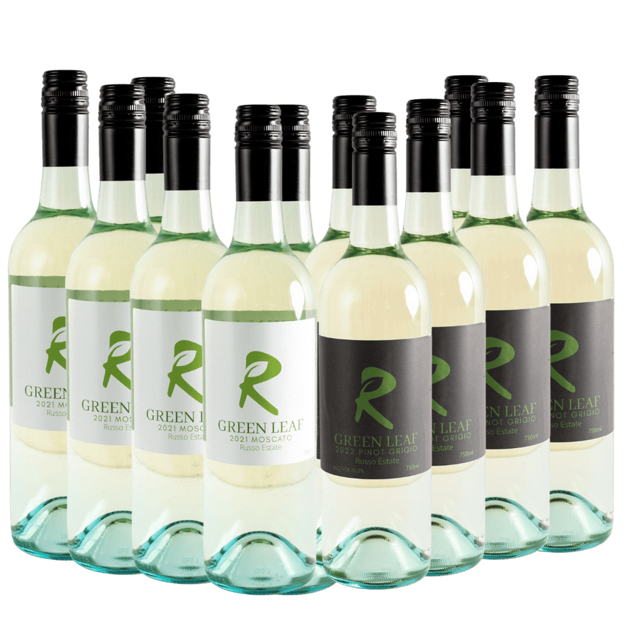 Greenleaf White Wine, 12 bottles of white wine, front facing