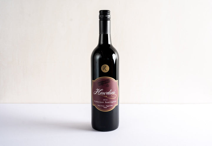 wineries cabernet sauvignon 2014 red wine bottle, front facing